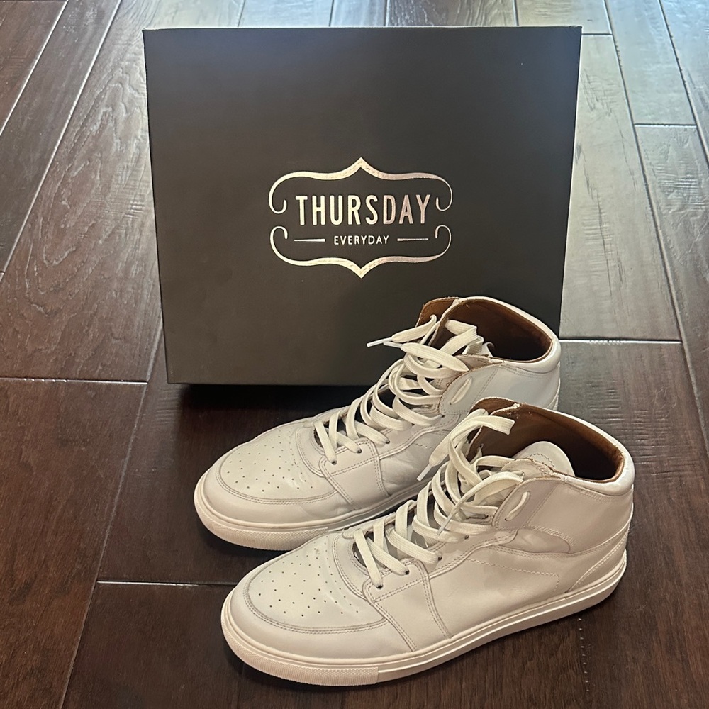Thursday Boot Company White Showtime High Top Genuine Leather Sneakers - Picture 3 of 3